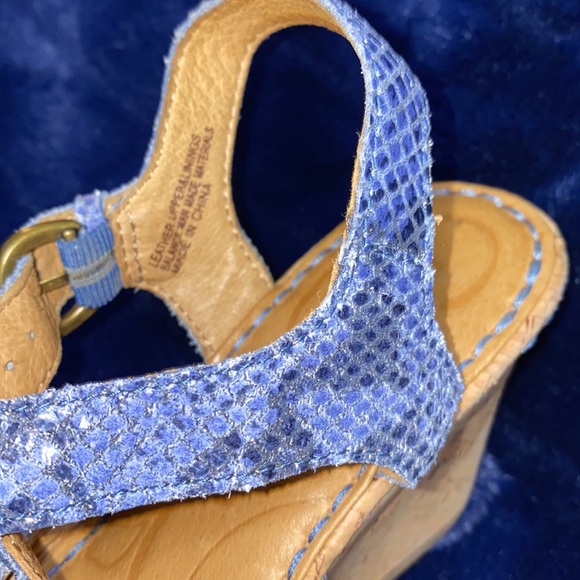 Born Shoes Born Sandals Multi Shades Of Blue Starps Cork Like Heel